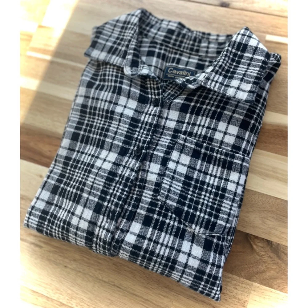 CAVALINI | S | Plaid Collection Cotton Faux Suede Elbow Pads Button-up Flannel